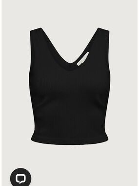 OAK Black Ribbed V-Neck Cropped Tank